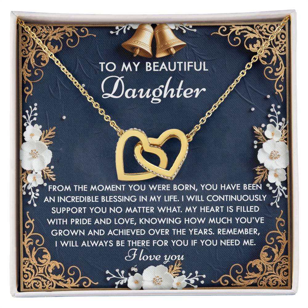 To My Beautiful Daughter - My Blessing - Interlocking Hearts Necklace – A Sentimental Gift of Love & Support - Mallard Moon Gift Shop