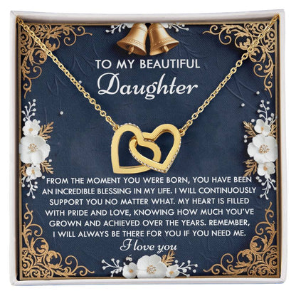 To My Beautiful Daughter - My Blessing - Interlocking Hearts Necklace – A Sentimental Gift of Love & Support - Mallard Moon Gift Shop