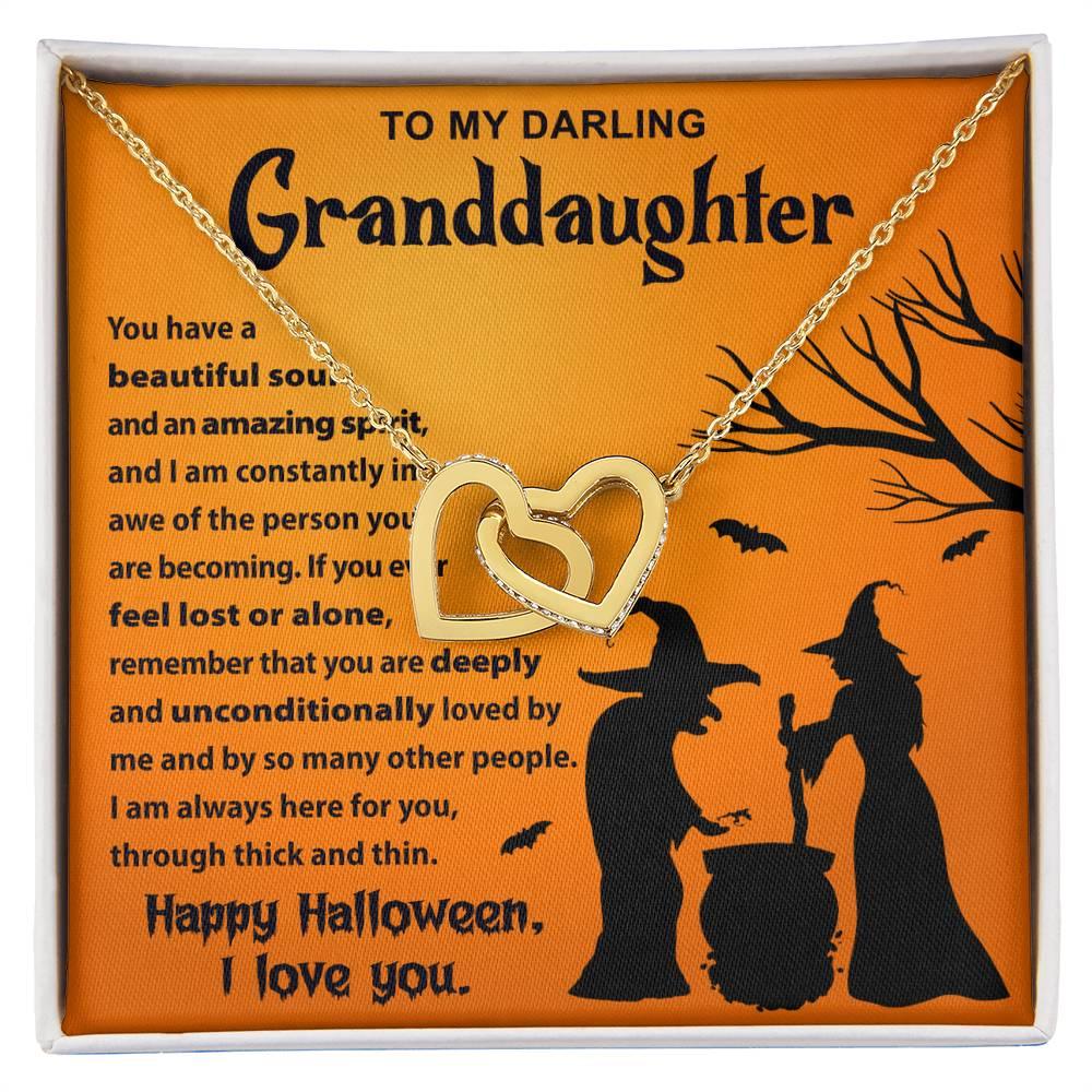 Granddaughter-Amazing Spirit Halloween Interlocking Hearts Pendant Necklace - Mallard Moon Gift Shop