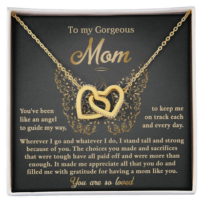 To My Mom You Are Like An Angel To Guide My Way Interlocking Hearts Necklace - Mallard Moon Gift Shop