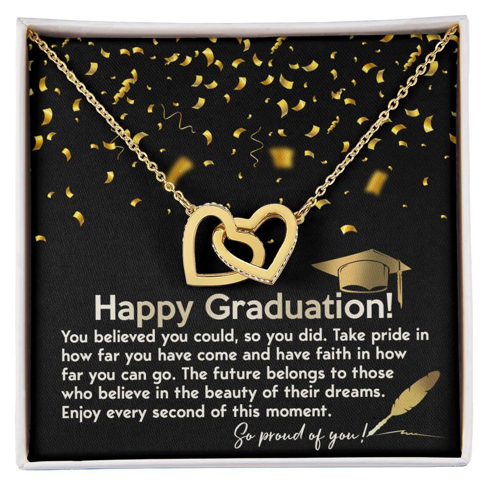 Happy Graduation You Believed You Could and You Did Interlocking Hearts Pendant Necklace - Mallard Moon Gift Shop