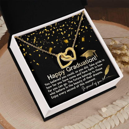 Happy Graduation You Believed You Could and You Did Interlocking Hearts Pendant Necklace - Mallard Moon Gift Shop