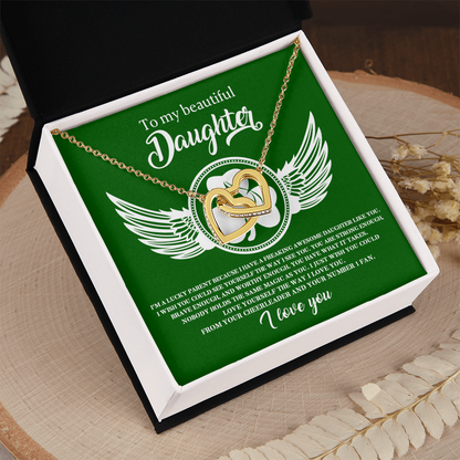 To My Beautiful Daughter – A Lucky & Loving Gift of Strength and Encouragement- Interlocking Hearts Necklace with Inspirational Message - Mallard Moon Gift Shop