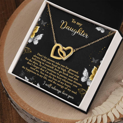 Gift for Daughter - Pursue Your Dreams I Will Always Love You Interlocking Hearts Necklace - Mallard Moon Gift Shop