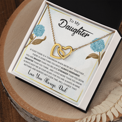 To My Daughter – Interlocking Hearts Necklace from Dad | Braver, Smarter, Stronger Message Card | Sentimental Keepsake Gift - Mallard Moon Gift Shop