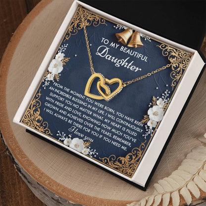 To My Beautiful Daughter - My Blessing - Interlocking Hearts Necklace – A Sentimental Gift of Love & Support - Mallard Moon Gift Shop