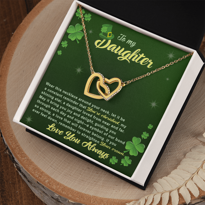 To My Cherished Daughter, My Shining Star– Interlocking Hearts Necklace St. Patrick's Day Gift - Mallard Moon Gift Shop