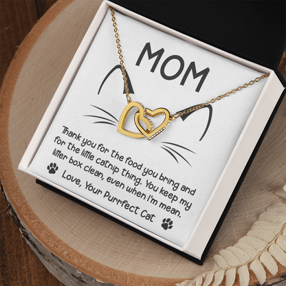 To the Cat Mom – Love, Your Purrfect Cat - Necklace with Cute Message Card - Mallard Moon Gift Shop