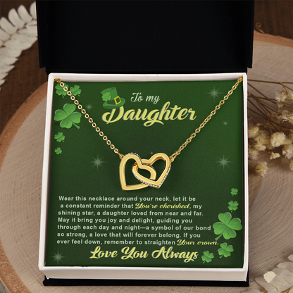 To My Cherished Daughter, My Shining Star– Interlocking Hearts Necklace St. Patrick's Day Gift - Mallard Moon Gift Shop