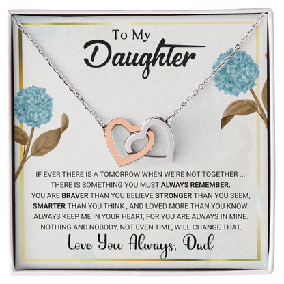 To My Daughter – Interlocking Hearts Necklace from Dad | Braver, Smarter, Stronger Message Card | Sentimental Keepsake Gift - Mallard Moon Gift Shop