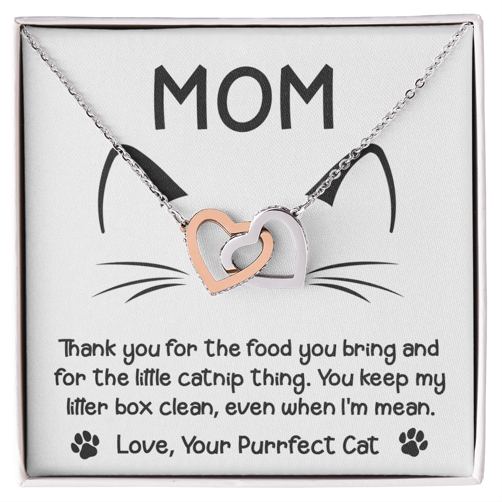 To the Cat Mom – Love, Your Purrfect Cat - Necklace with Cute Message Card - Mallard Moon Gift Shop