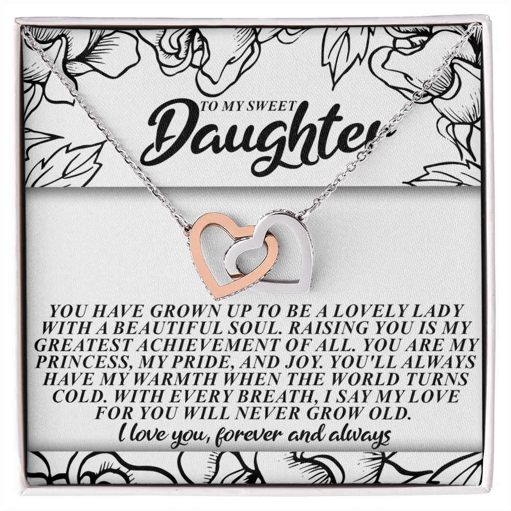 To My Sweet Daughter – You'll Always Have My Warmth When the World Turns Cold – Necklace Gift from Mom or Dad with Message Card - Mallard Moon Gift Shop