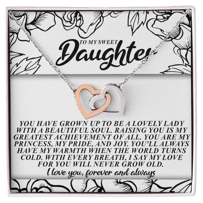 To My Sweet Daughter – You'll Always Have My Warmth When the World Turns Cold – Necklace Gift from Mom or Dad with Message Card - Mallard Moon Gift Shop