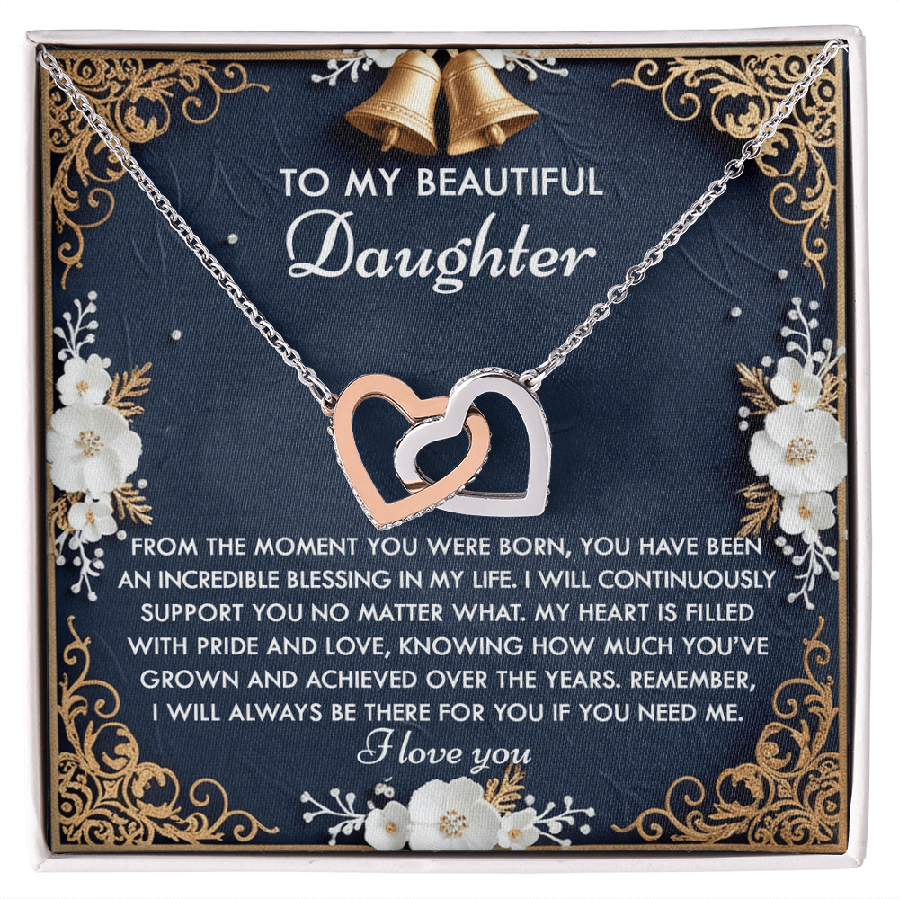 To My Beautiful Daughter - My Blessing - Interlocking Hearts Necklace – A Sentimental Gift of Love & Support - Mallard Moon Gift Shop