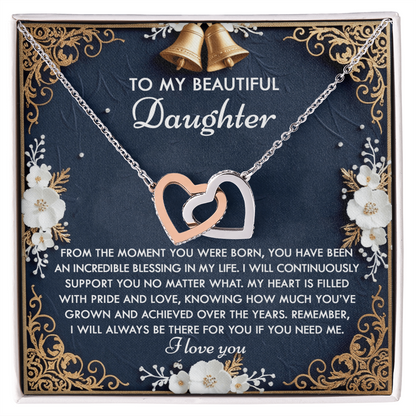To My Beautiful Daughter - My Blessing - Interlocking Hearts Necklace – A Sentimental Gift of Love & Support - Mallard Moon Gift Shop