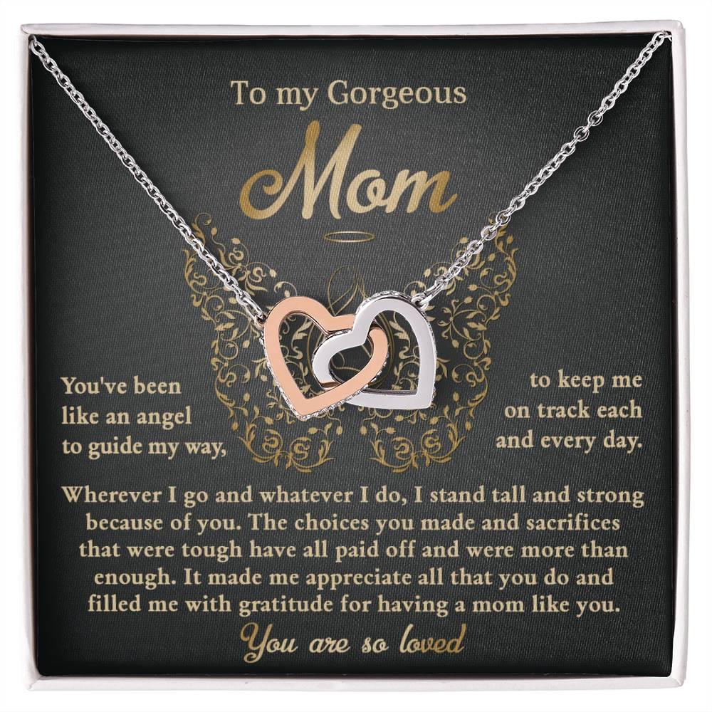 To My Mom You Are Like An Angel To Guide My Way Interlocking Hearts Necklace - Mallard Moon Gift Shop