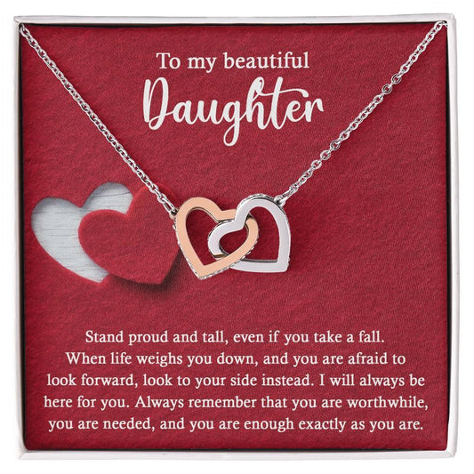 Daughter Wedding Day Gift - As You Are - Interlocking Hearts Necklace - Mallard Moon Gift Shop