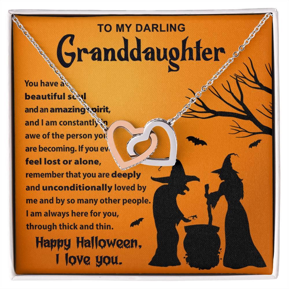 Granddaughter-Amazing Spirit Halloween Interlocking Hearts Pendant Necklace - Mallard Moon Gift Shop