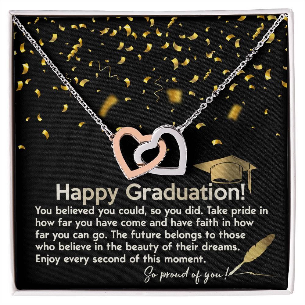 Happy Graduation You Believed You Could and You Did Interlocking Hearts Pendant Necklace - Mallard Moon Gift Shop