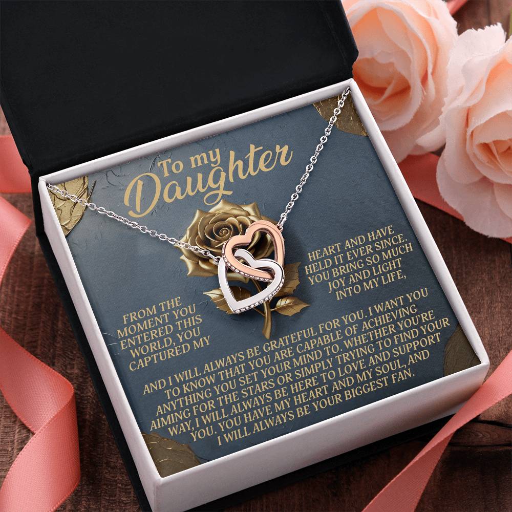 To My Daughter - You Have My Heart & My Soul - Interlocking Hearts Necklace - Mallard Moon Gift Shop