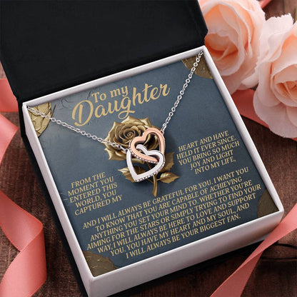 To My Daughter - You Have My Heart & My Soul - Interlocking Hearts Necklace - Mallard Moon Gift Shop