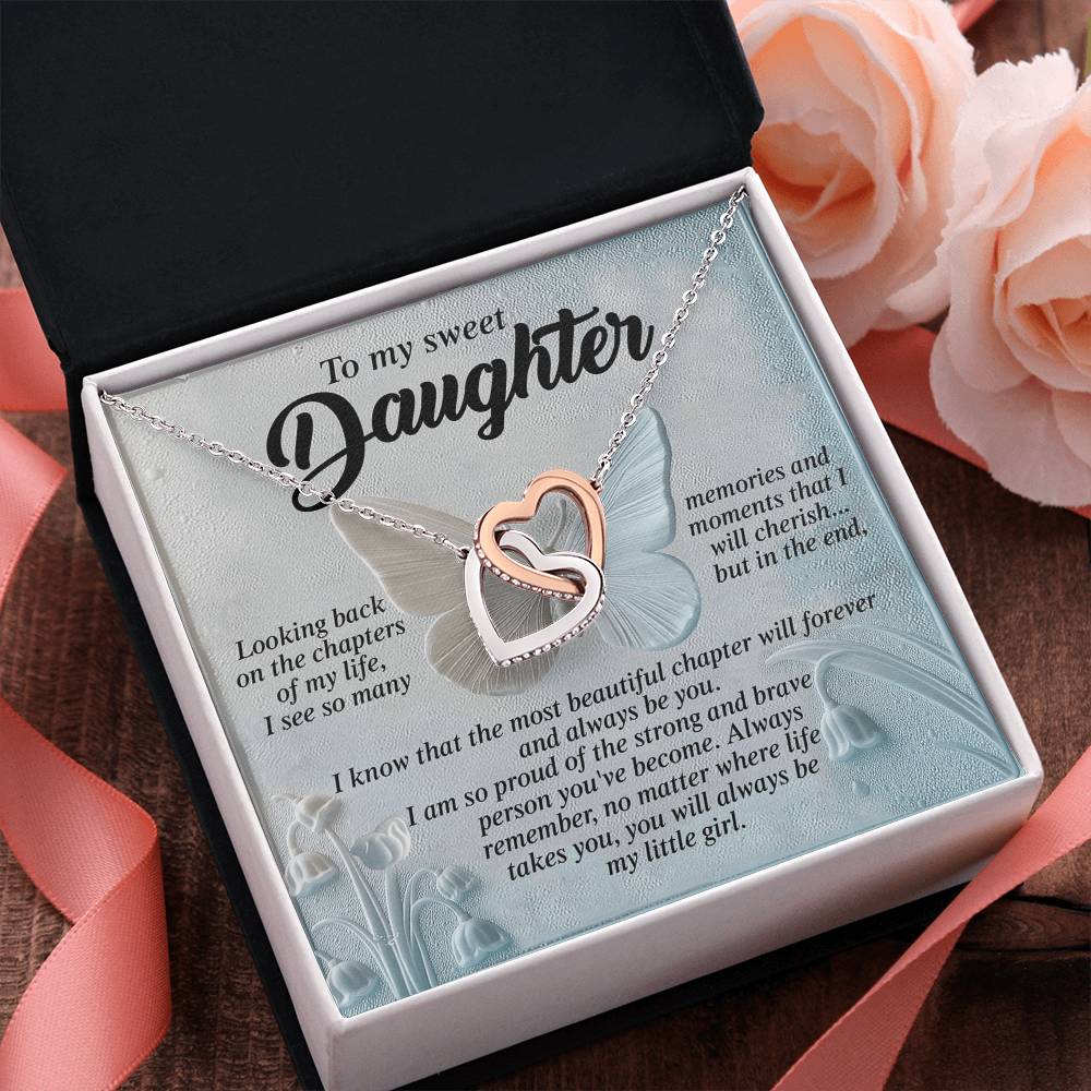 Gift for Daughter - The Most Beautiful Chapter in My Life Is You - Interlocking Hearts Necklace - Mallard Moon Gift Shop