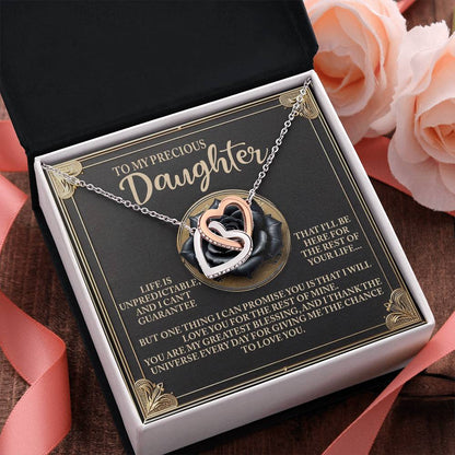 To My Precious Daughter - You Are My Greatest Blessing - Interlocking Hearts Necklace: - Mallard Moon Gift Shop