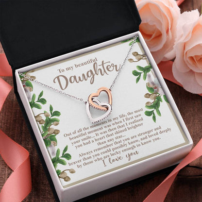 To My Beautiful Daughter - Your Heart Shines Brighter Than Any Star - Interlocking Hearts Necklace - Mallard Moon Gift Shop