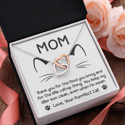 To the Cat Mom – Love, Your Purrfect Cat - Necklace with Cute Message Card - Mallard Moon Gift Shop