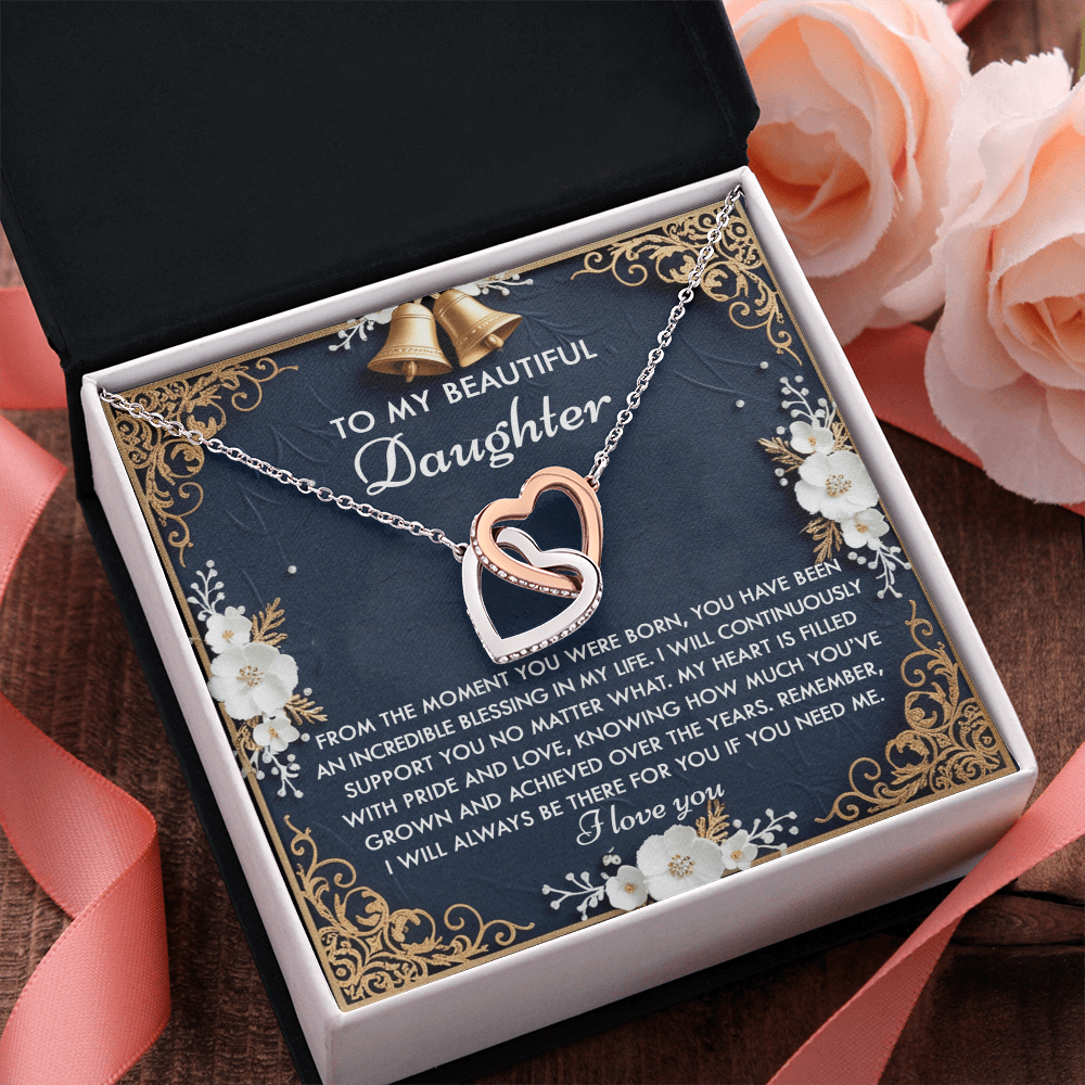 To My Beautiful Daughter - My Blessing - Interlocking Hearts Necklace – A Sentimental Gift of Love & Support - Mallard Moon Gift Shop