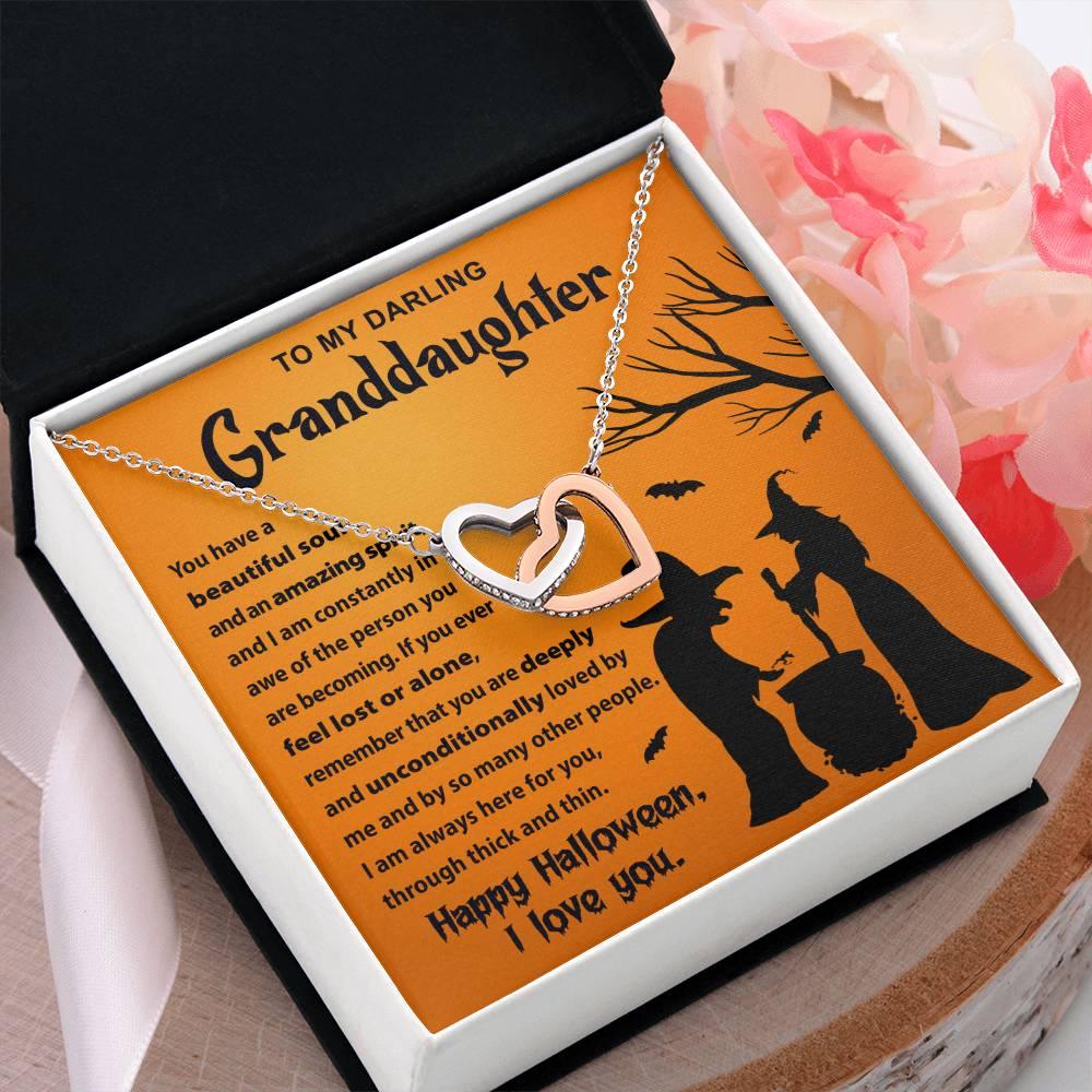Granddaughter-Amazing Spirit Halloween Interlocking Hearts Pendant Necklace - Mallard Moon Gift Shop