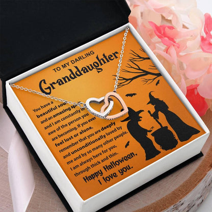 Granddaughter-Amazing Spirit Halloween Interlocking Hearts Pendant Necklace - Mallard Moon Gift Shop