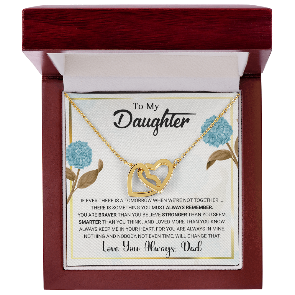 To My Daughter – Interlocking Hearts Necklace from Dad | Braver, Smarter, Stronger Message Card | Sentimental Keepsake Gift - Mallard Moon Gift Shop