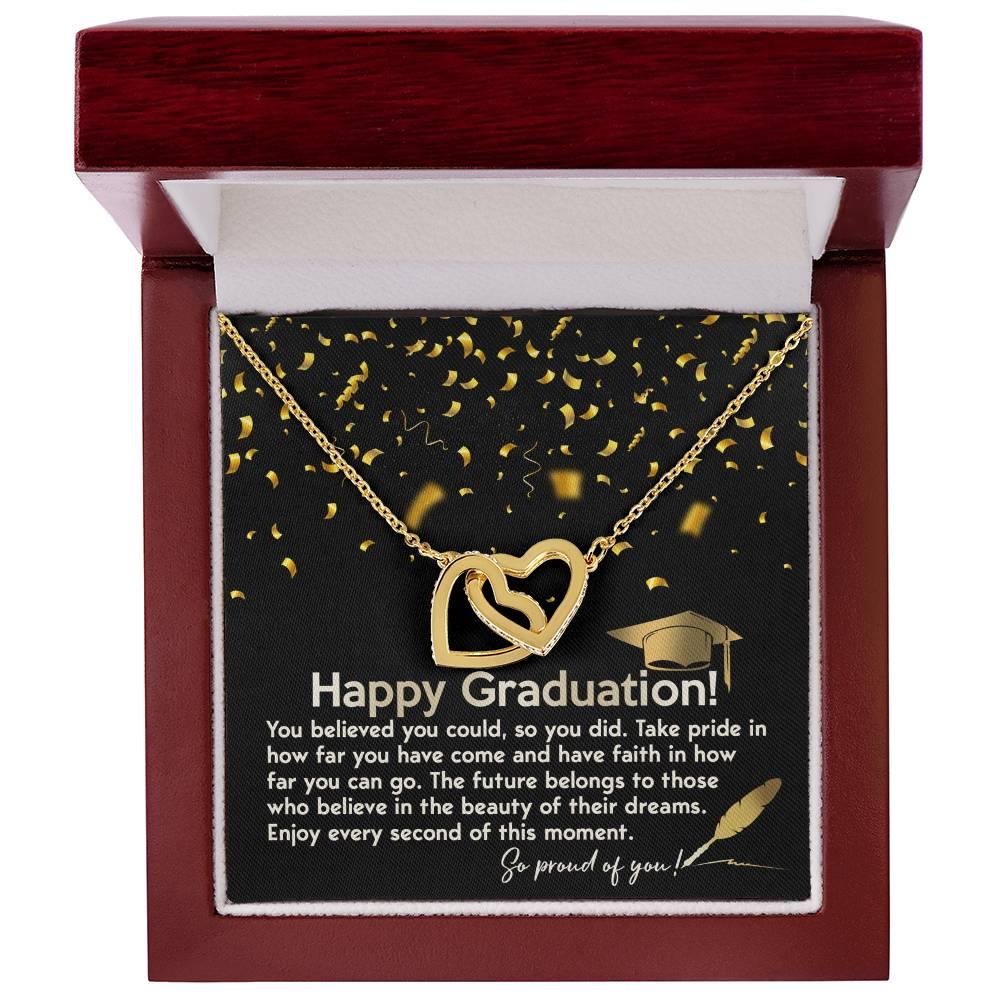 Happy Graduation You Believed You Could and You Did Interlocking Hearts Pendant Necklace - Mallard Moon Gift Shop