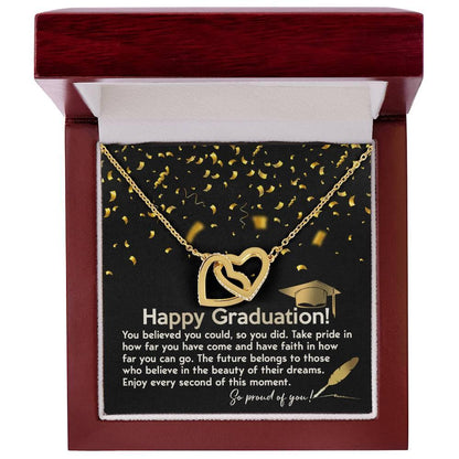 Happy Graduation You Believed You Could and You Did Interlocking Hearts Pendant Necklace - Mallard Moon Gift Shop