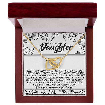 To My Sweet Daughter – You'll Always Have My Warmth When the World Turns Cold – Necklace Gift from Mom or Dad with Message Card - Mallard Moon Gift Shop