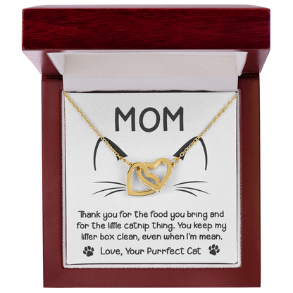 To the Cat Mom – Love, Your Purrfect Cat - Necklace with Cute Message Card - Mallard Moon Gift Shop