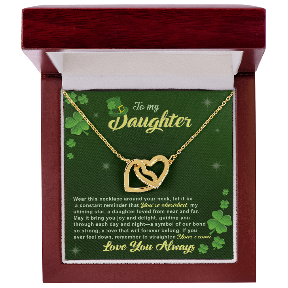 To My Cherished Daughter, My Shining Star– Interlocking Hearts Necklace St. Patrick's Day Gift - Mallard Moon Gift Shop