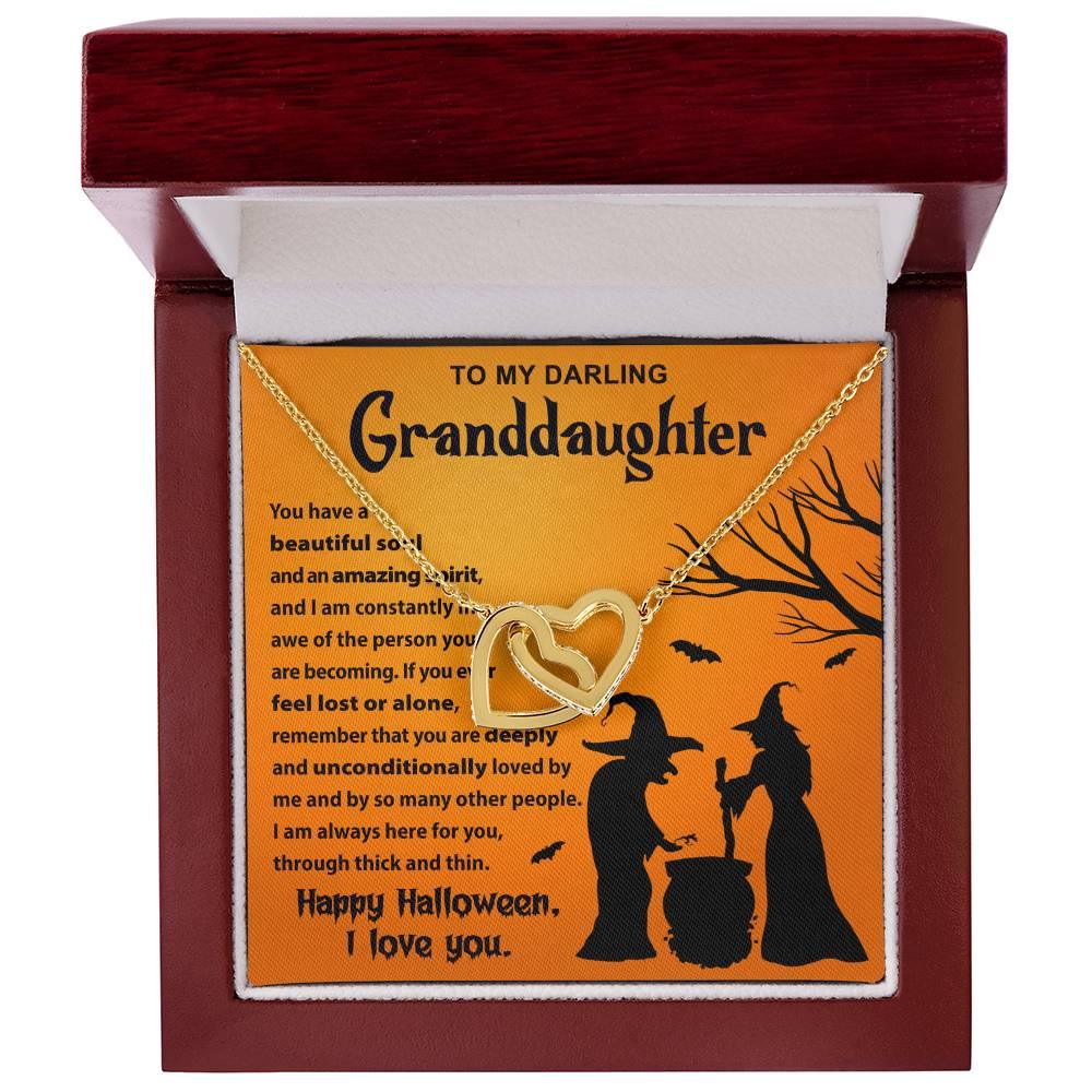 Granddaughter-Amazing Spirit Halloween Interlocking Hearts Pendant Necklace - Mallard Moon Gift Shop