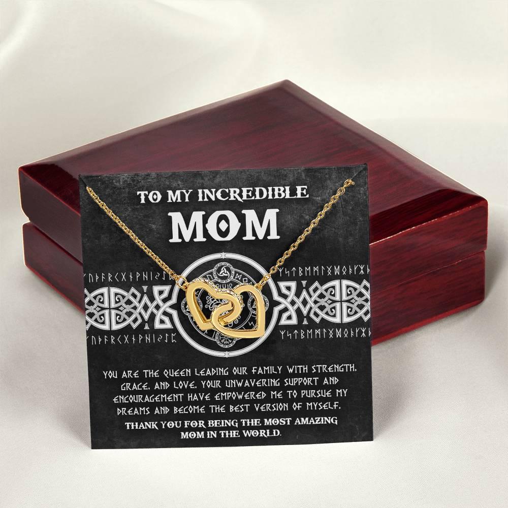 Mom - You are the Queen Leading our Family with Strength, Grace and Love Interlocking Hearts Pendant Necklace - Mallard Moon Gift Shop