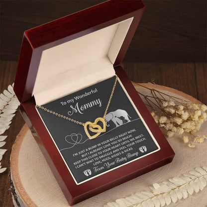 Gift for the Expectant Mom Love, Kisses and Kicks from the Baby Bump Until We Meet Interlocking Hearts Necklace - Mallard Moon Gift Shop