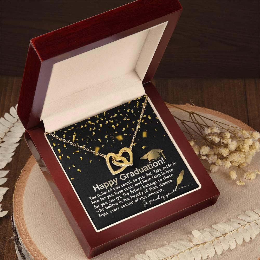 Happy Graduation You Believed You Could and You Did Interlocking Hearts Pendant Necklace - Mallard Moon Gift Shop