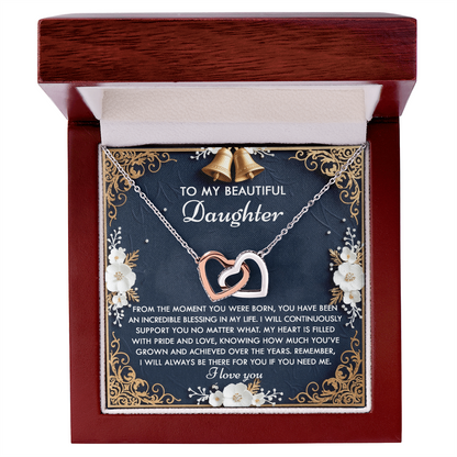To My Beautiful Daughter - My Blessing - Interlocking Hearts Necklace – A Sentimental Gift of Love & Support - Mallard Moon Gift Shop