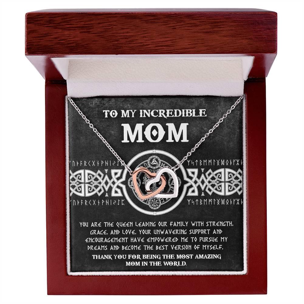 Mom - You are the Queen Leading our Family with Strength, Grace and Love Interlocking Hearts Pendant Necklace - Mallard Moon Gift Shop