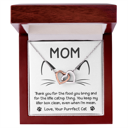To the Cat Mom – Love, Your Purrfect Cat - Necklace with Cute Message Card - Mallard Moon Gift Shop