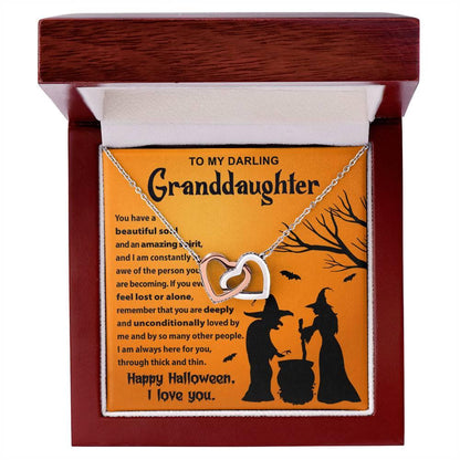 Granddaughter-Amazing Spirit Halloween Interlocking Hearts Pendant Necklace - Mallard Moon Gift Shop