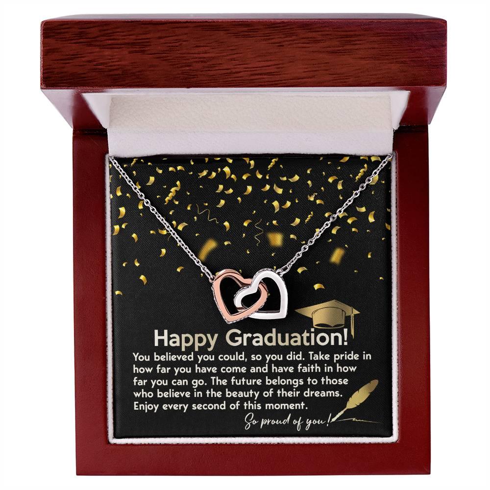 Happy Graduation You Believed You Could and You Did Interlocking Hearts Pendant Necklace - Mallard Moon Gift Shop