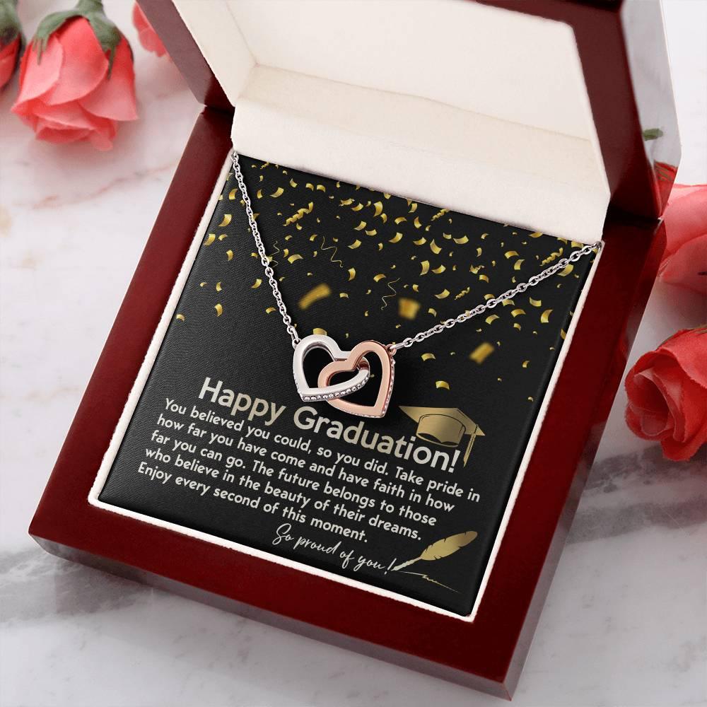 Happy Graduation You Believed You Could and You Did Interlocking Hearts Pendant Necklace - Mallard Moon Gift Shop