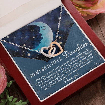 To My Daughter - Always in My Heart Interlocking Hearts Necklace - Mallard Moon Gift Shop