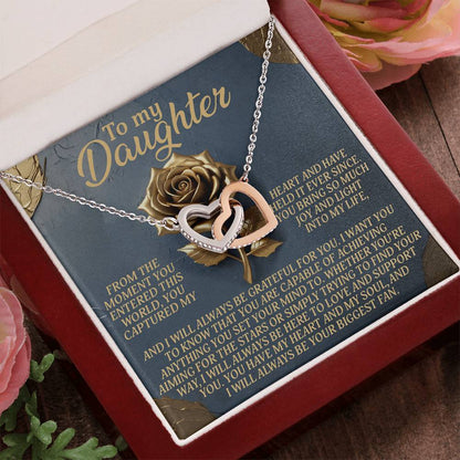 To My Daughter - You Have My Heart & My Soul - Interlocking Hearts Necklace - Mallard Moon Gift Shop